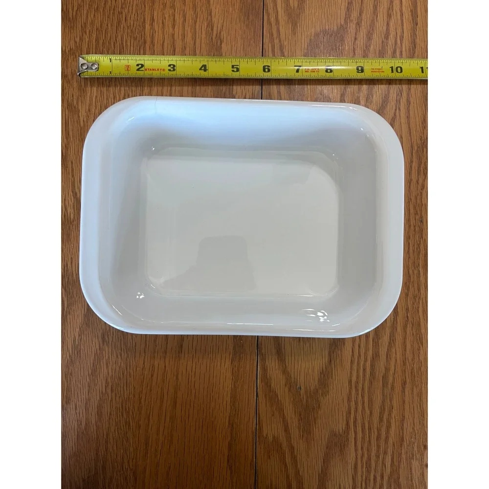 Corning Ware MC-1-B White Microwave Crisper Dish with Glass Lid 7.5x5.5x2 inch